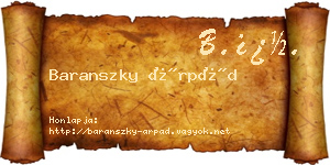 Baranszky Árpád névjegykártya